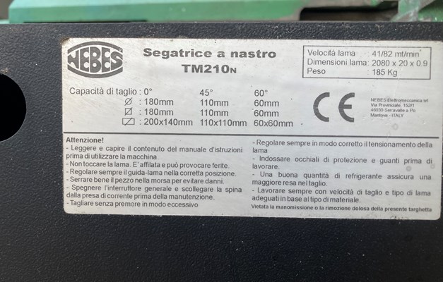 Segatrice a nastro NEBES mod.TM210N